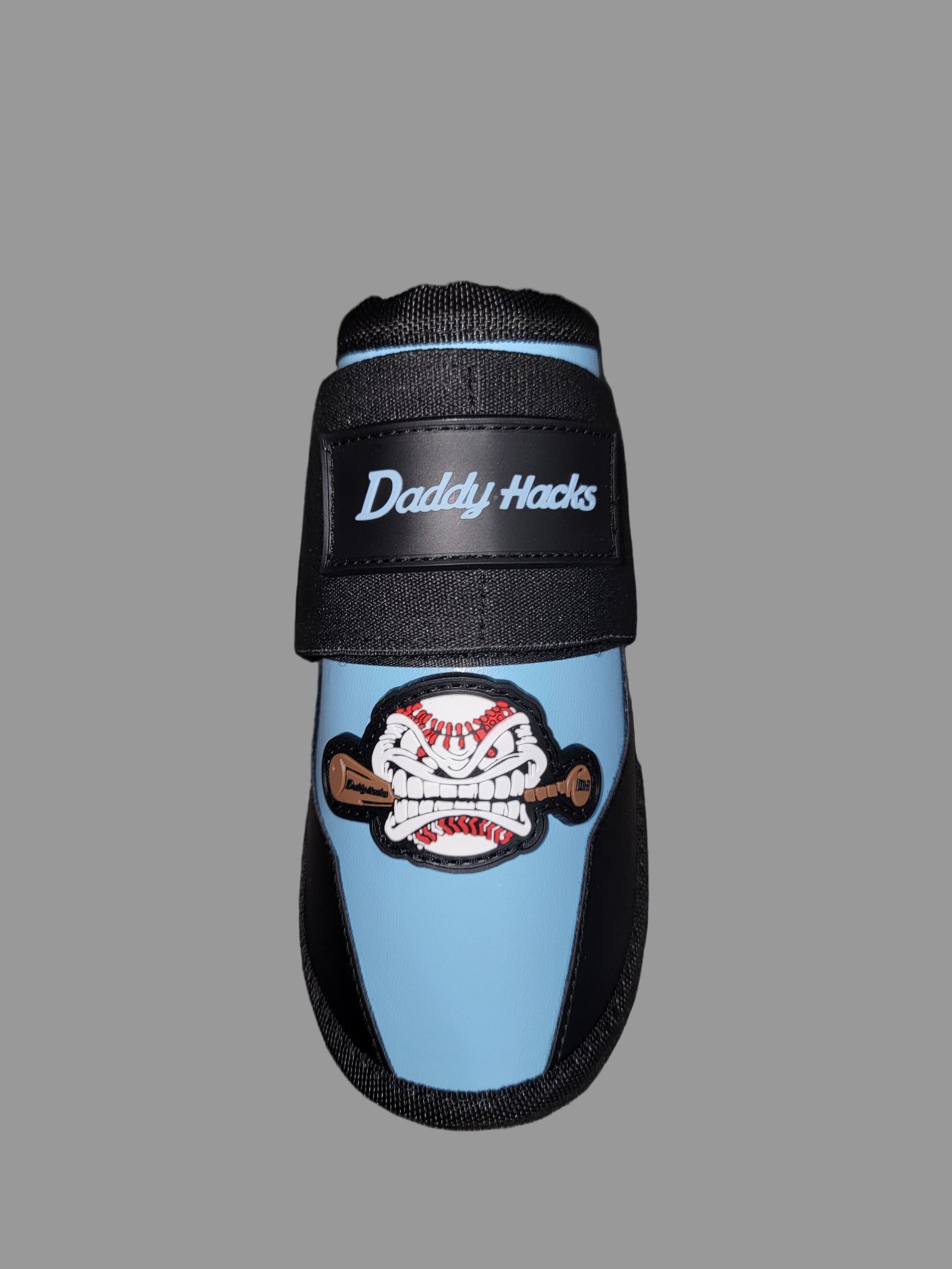 Black and blue shoe with 'Daddy Hack' branding on a dark background